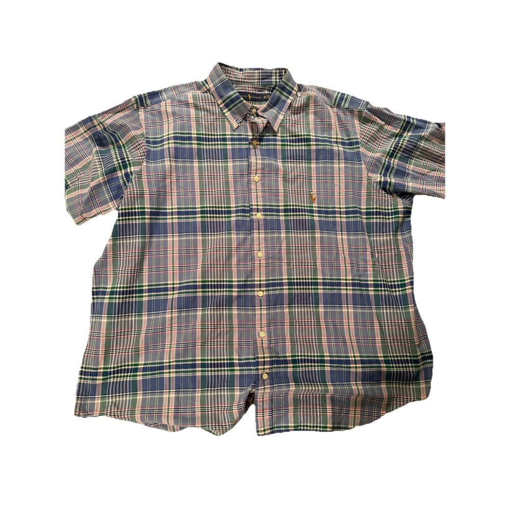 Men's Ralph Lauren Blue/Pink /White Plaid Short Sleeve Button Down  size 2XB/2TG